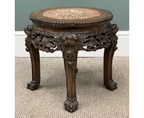 CHINESE CARVED MARBLE TOP PLANTER STAND, 37 x 38cmsProvenance: private collection Conwy