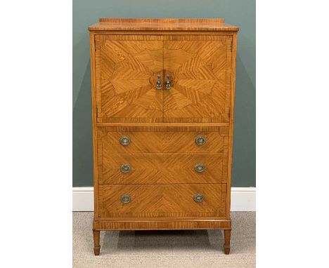 ART DECO STYLE SATINWOOD COCKTAIL CABINET with cross banding, 131 (h) x 77 (w) x 56cms (d)Provenance: private collection Conw