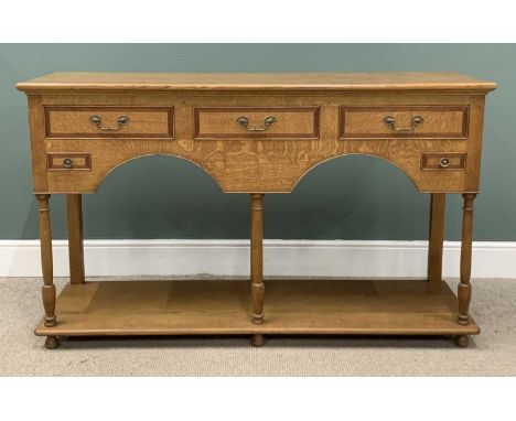 MODERN OAK DRESSER BASE, Shropshire style with base shelf, 95 (h) x 158 (w) x 50cms (d)Provenance: private collection Cardiff
