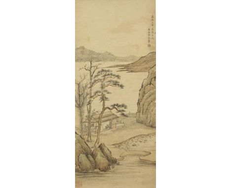 AFTER WANG HUI (1632-1717) Landscape with a scholar's studio, signed Wang Hui, dated 1692, with one seal of the artist, and o