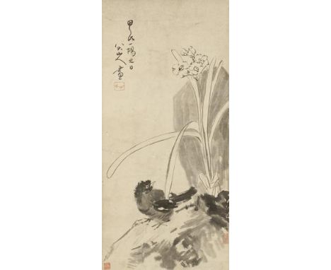 BY OR AFTER BADA SHANREN (ca.1626-1705) Myna and narcissus, signed Bada shanren, dated 1694, with one seal of the artist, and