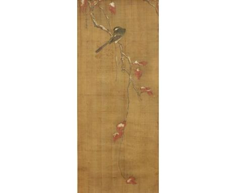BY OR AFTER LI DI (fl. 1119-1194) A bird resting on a withered tree with red leaves covered in snow, signed Li Di from Heyang