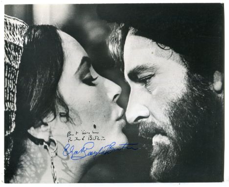 An autographed black and white photograph of Richard Burton and Elizabeth Taylor in 'The Taming of the Shrew', signed by both