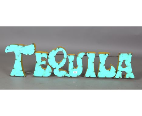 A modern sheet metal 'Tequila' sign, 32cm x 126cm.Buyer’s Premium 29.4% (including VAT @ 20%) of the hammer price. Lots purch