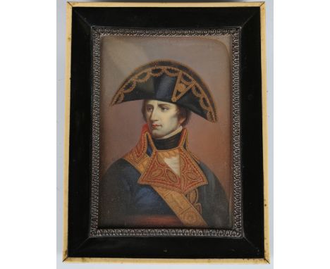After Andrea Appiani - a late 19th/early 20th century half-length portrait miniature of Napoleon Bonaparte, watercolour heigh