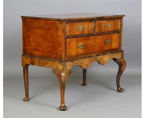 An 18th century and later walnut chest of three drawers, on cabriole legs, height 85cm, width 105cm, depth 55cm (alterations)