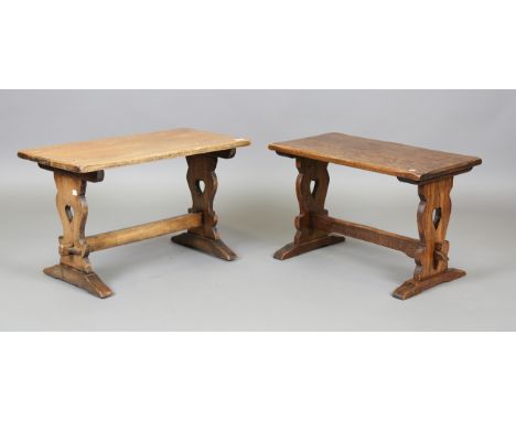 A near pair of mid-20th century oak occasional tables, height 41cm, width 64cm, depth 37cm.Buyer’s Premium 29.4% (including V