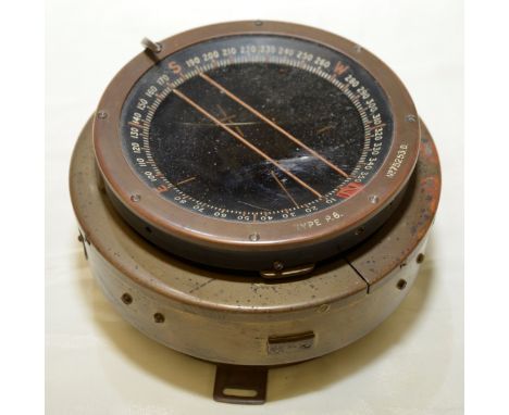 WWII P8 aircraft compass in brass casing no.75253D
