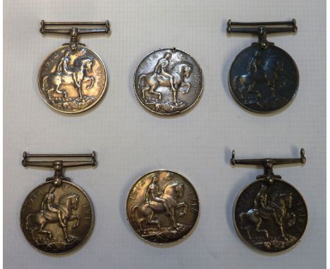 6 WWI British war medals, 2 lacking suspension bars awarded to '232938 PTE.W.BINNIE LABOUR CORPS', '192139 PTE A.H.ROBINSON N