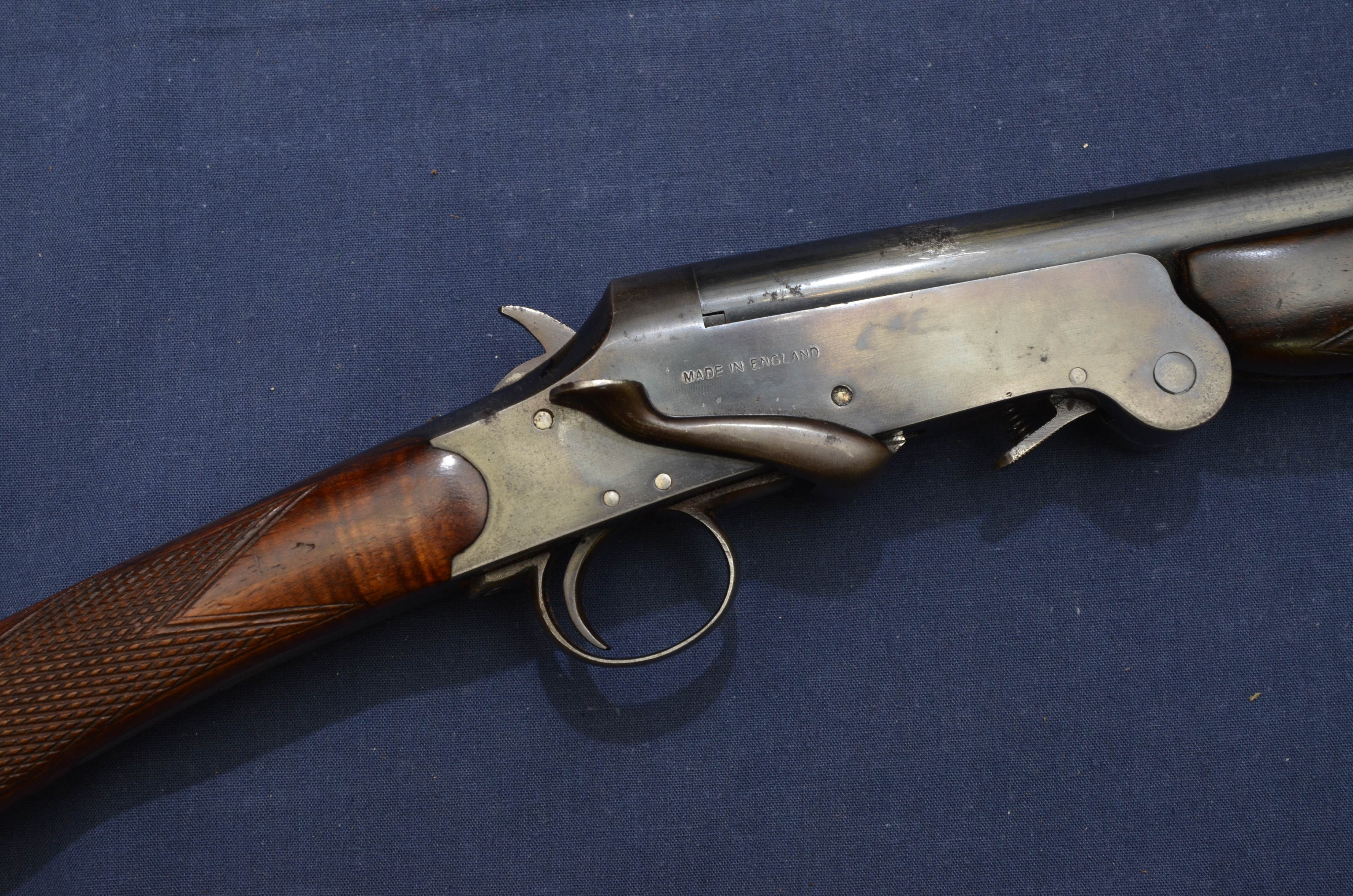 20 bore single barreled side lever opening shotgun by S.R.Jeffrey & Son
