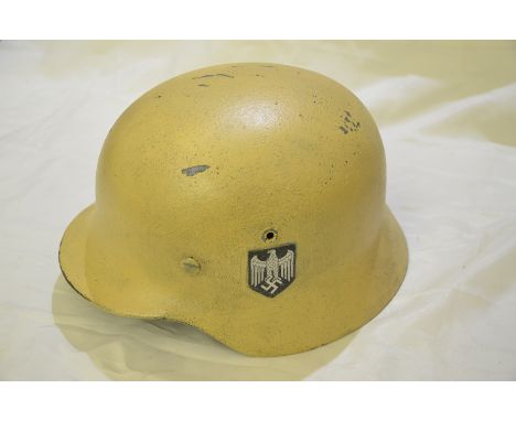 M40 style German helmet painted in desert colours with leather liner No.4866