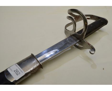 British officer's sword with 33 inch slightly curved single fullered blade stamped 'Rodwell & Co London' with half basket hil