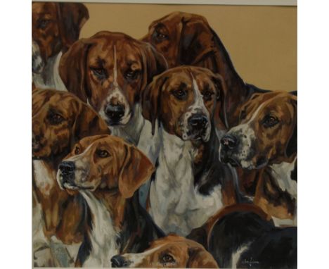 Framed limited edition print by Teana Still no.62/150 entitled 'Hurworth' of fox hounds