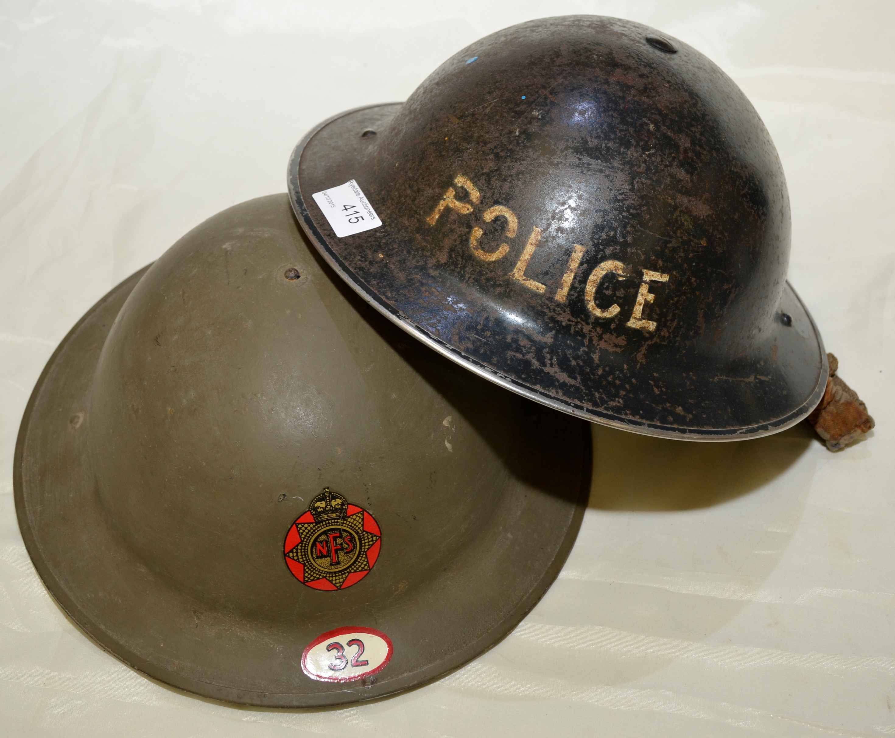 WWII Period British Police Steel Helmet With Liner And Chin Strap And   Original 