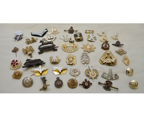 Large selection of various assorted British Military cap badges, sweetheart brooches etc inc silver and enamel army service c