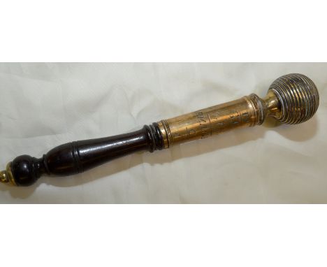 18th/19thC brass tipstaff engraved with GRIV public office Armagh C/7 with turned wood grip