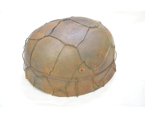 Good quality reproduction German Falschirmpagor (parachute helmet) with leather liner and straps 