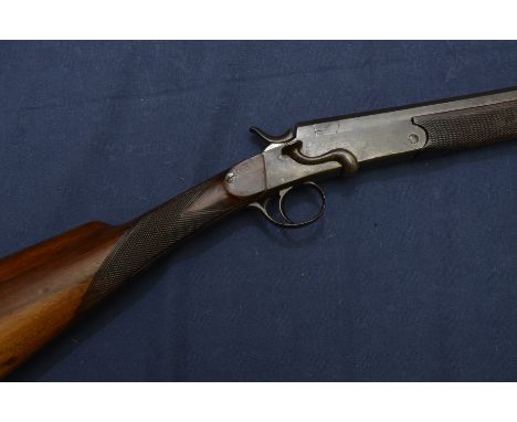 .410 Belgium single barreled shotgun, 28 inch stage barrel, the first with octagonal 1st section, side lever opening, no visi