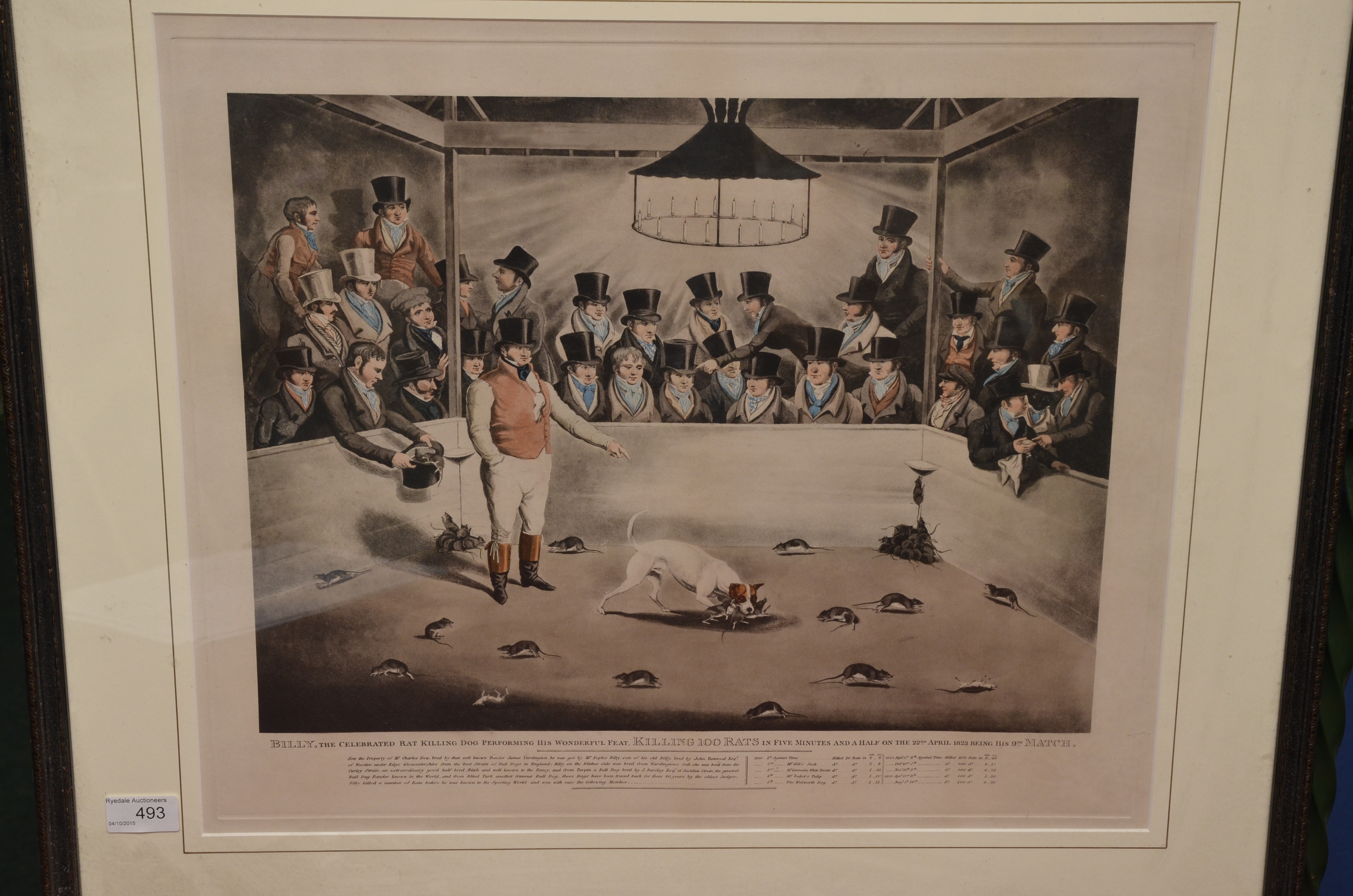 Print of Billy the celebrated rat killing dog performing his wonderful fete killing 100 rat in 5