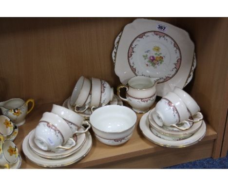 ROYAL DOULTON 'CELIA' TEASET, Rd.No.820499, to include milk jug, sugar bowl, cake plate, six cups, six saucers and six teapla