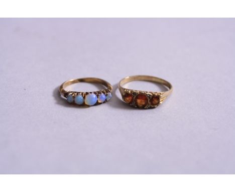 A 9CT OPAL RING, ring size I1/2 and a 9ct dress ring, ring size R