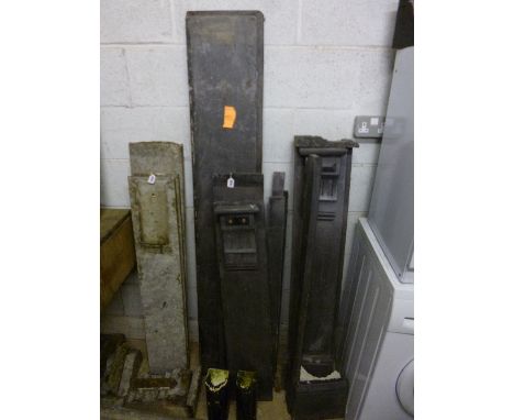 A DISMANTLED SLATE FIRE SURROUND, approximate size width 165cm x height 20cm x depth 28cm (sd)
