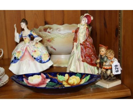 HUMMEL FIGURE GROUP, 'Volunteers' HUM50, two Royal Doulton figures 'The Paisley Shawl' HN1392 (distressed), 'Christine' HN279