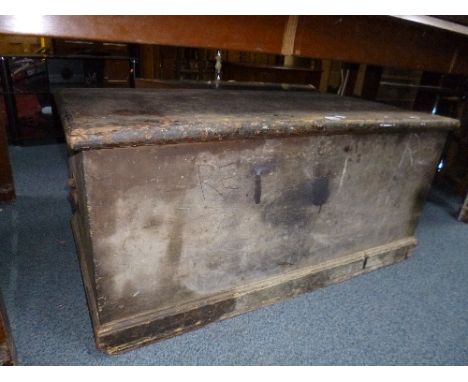 A VICTORIAN PINE TOOL CHEST, approximate size width 106cm x depth 56cm x height 45cm (sd, later painted)