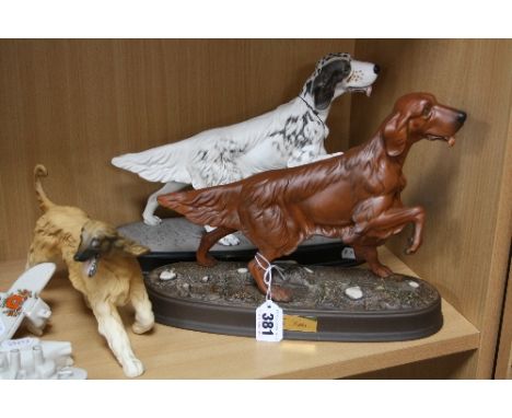 THREE BESWICK DOGS, 'Red Setter', matt and 'English Setter', matt, both No.2986, on ceramic bases and 'Afghan Hound' running 