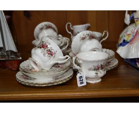 ROYAL ALBERT 'LAVENDER ROSE' TEAWARES, to include milk jug, six cups, six saucers and six tea plates