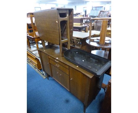 A NATHAN RETRO TEAK SIDEBOARD, with two central drawers, approximate size width 140cm x depth 48cm x height 93cm and a matchi