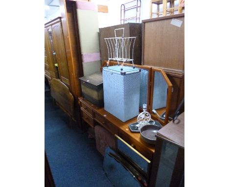 A G PLAN DRESSING TABLE, with triple mirror, matching chest of three drawers, a pair of two drawer bedside chests and a large