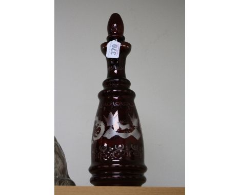 A BOHEMIAN RUBY FLASHED GLASS DECANTER, height approximately 35cm
