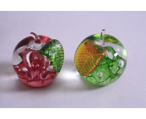 TWO BOXED CAITHNESS PAPERWEIGHTS, 'Windfall' (emerald) W73(0)13 and 'Windfall' (ruby) N67991 (both shaped as apples) (2)