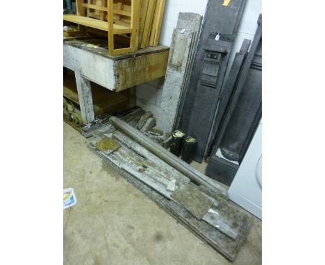 A DISMANTLED MARBLE FIRE SURROUND (sd)