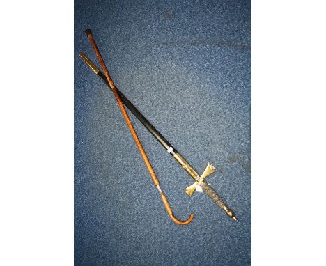 A SWORD AND SCABBARD, together with a swordstick (2)