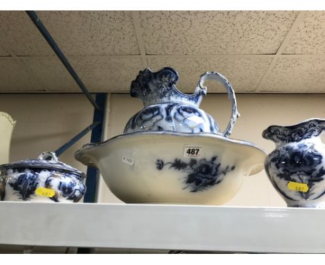 A J &amp; G MEAKIN WASH JUG, BOWL, SOAP DISH, TOOTHBRUSH HOLDER, (two different patterns) 