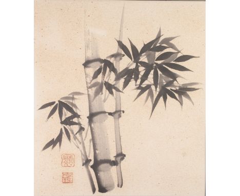 JANE EVANS INK AND WATERCOLOUR DRAWING Chinese manner 'freestyle' study of bamboo Signed and inscribed, with two  red seals, 