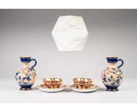 A MODERNIST KAISER (W. GERMANY) WHITE BISCUIT PORCELAIN  POLYHEDRON FORM VASE,  moulded with shell work, also a PAIR OF INTER