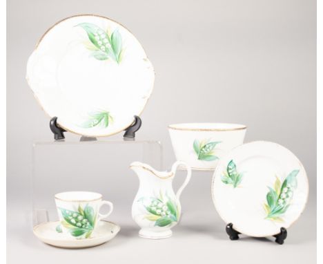 NINETEENTH CENTURY ENGLISH PORCELAIN PART TEA SERVICE, originally for 12 persons but sufficient for 6 persons, hand painted w