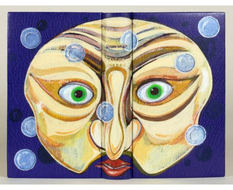 Einbände - Violetter Oasenziegenlederband, signiert »R. Meuter, mit Deckel- und Unterschnittbemalung von Rolf Lock. - Inhalt: