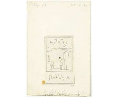 Horst Janssen. Am Montag fängt die Woche an. Acht Radierungen. 1960/1966. 10,3 : 6,2 cm (19,5 : 13,1 cm). Signiert und datier