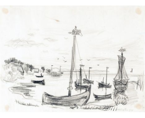Max Pechstein. Nidden IV. Kohlezeichnung. 1939. 28 : 38 cm. Signiert und datiert, rückseitig bezeichnet. 1909 war Max Pechste