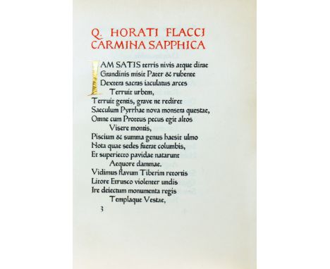 Ashendene Press - Quintus Horatius Flaccus. Carmina Sapphica. Chelsea, St. J. Hornby 1903. Flexibler Originalpergamentband mi