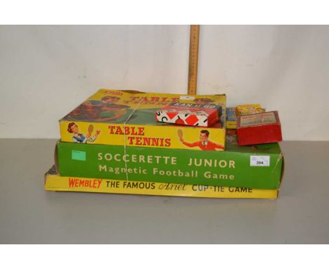 A mixed lot of vintage board and table games, to include: - Wembley - Soccorette - Table Tennis - Kan-u-Go - Happy Families -