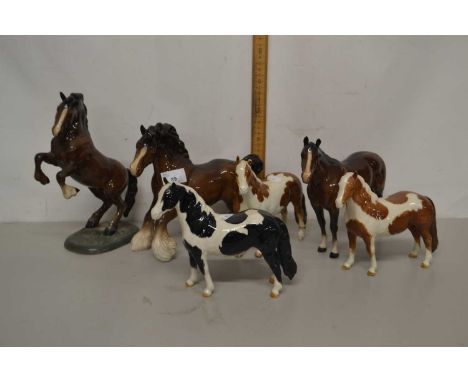 Quantity of ceramic horse studies mainly Beswick including model of a prancing horse, model No 1014