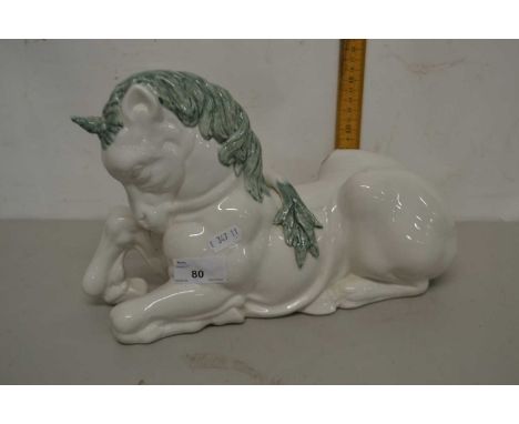 An Italian pottery model of a unicorn
