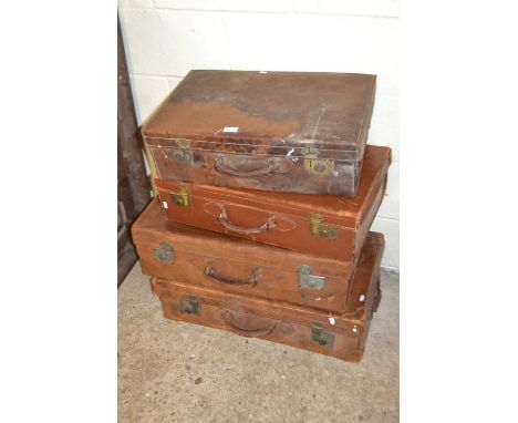 Collection of four vintage suitcases
