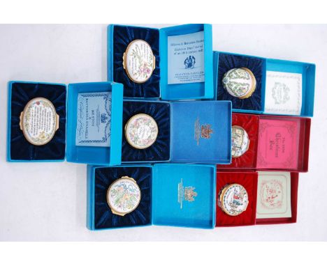 A collection of Halcyon Days and Bilston &amp; Battersley enamel boxes