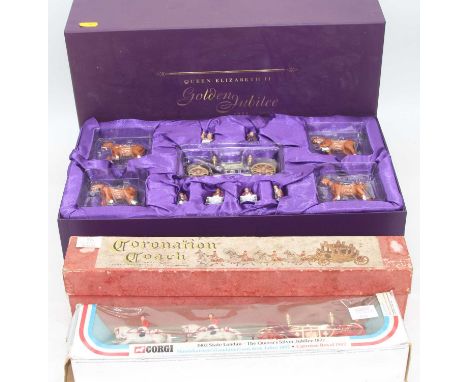 A Corgi diecast model Queen Elizabeth II Golden Jubilee carriage; together with two other similar 